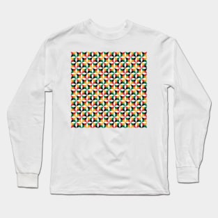 Geometric Diamond Pattern (Rasta Colours) Long Sleeve T-Shirt